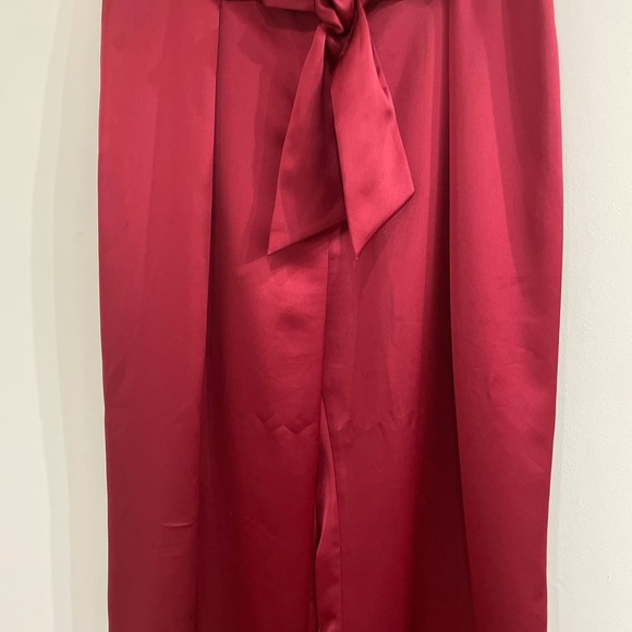 Vivid Wine Red Satin Wide Leg Pants - Size14 - Picture 7 of 7